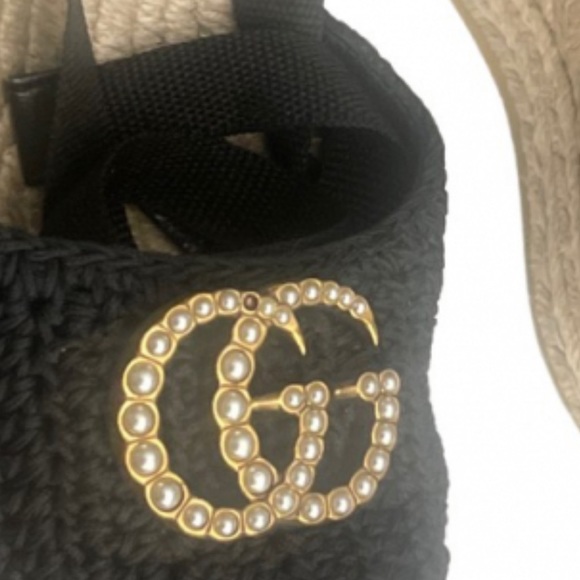 GUCCI CROCHET PEARL ESPADRILLE WEDGES - Picture 6 of 6